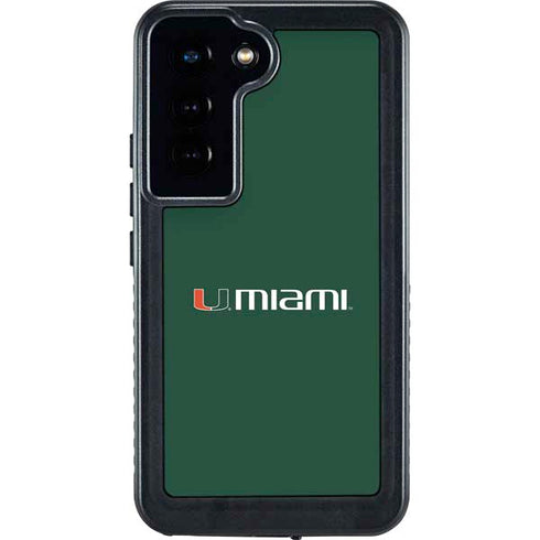 University of Miami Horizontal Mark on Green Galaxy S23 Waterproof Case
