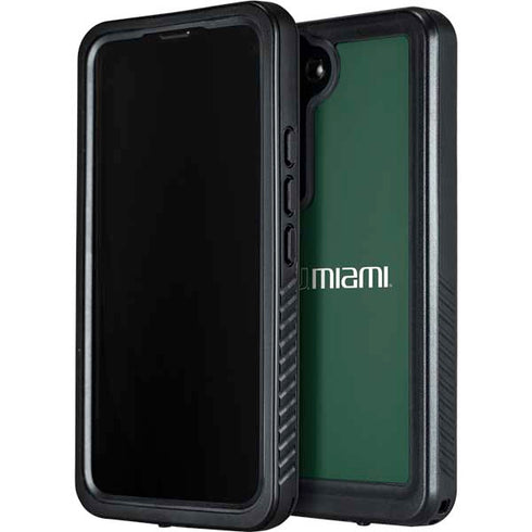 University of Miami Horizontal Mark on Green Galaxy S23 Waterproof Case