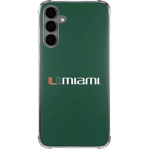 University of Miami Horizontal Mark on Green Galaxy S24 Plus Clear Case