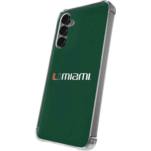 University of Miami Horizontal Mark on Green Galaxy S24 Plus Clear Case