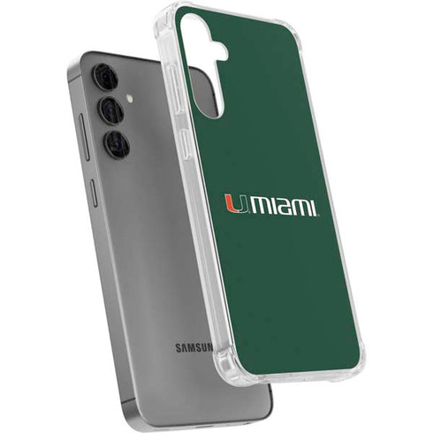 University of Miami Horizontal Mark on Green Galaxy S24 Plus Clear Case