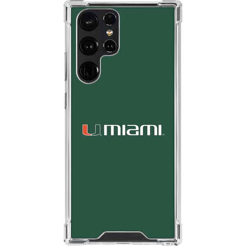 University of Miami Horizontal Mark on Green Galaxy S24 Ultra Clear Case