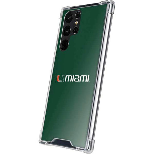 University of Miami Horizontal Mark on Green Galaxy S24 Ultra Clear Case