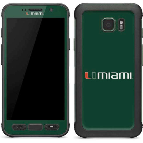 University of Miami Horizontal Mark on Green Galaxy S7 Active Skin