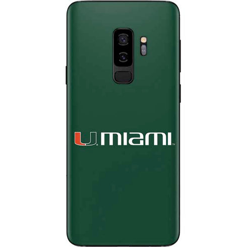University of Miami Horizontal Mark on Green Galaxy S9 Plus Skin