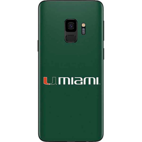 University of Miami Horizontal Mark on Green Galaxy S9 Skin