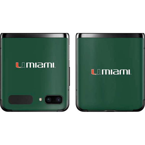 University of Miami Horizontal Mark on Green Galaxy Z Flip Skin