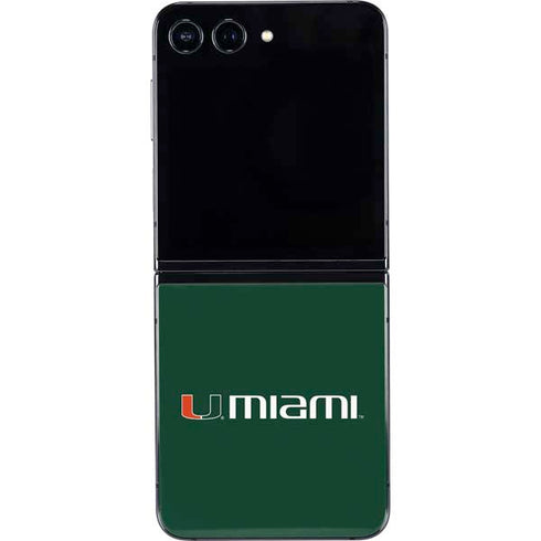 University of Miami Horizontal Mark on Green Galaxy Z Flip5 5G Skin