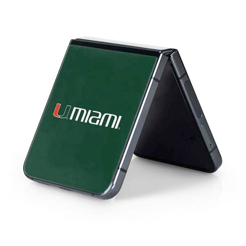University of Miami Horizontal Mark on Green Galaxy Z Flip5 5G Skin