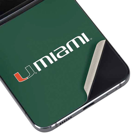 University of Miami Horizontal Mark on Green Galaxy Z Flip5 5G Skin