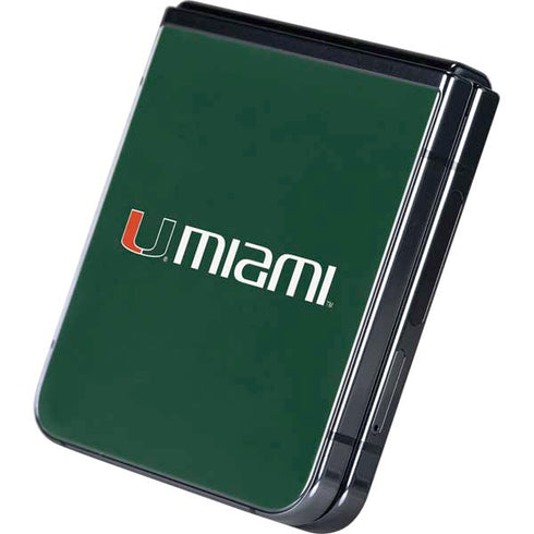 University of Miami Horizontal Mark on Green Galaxy Z Flip5 5G Skin