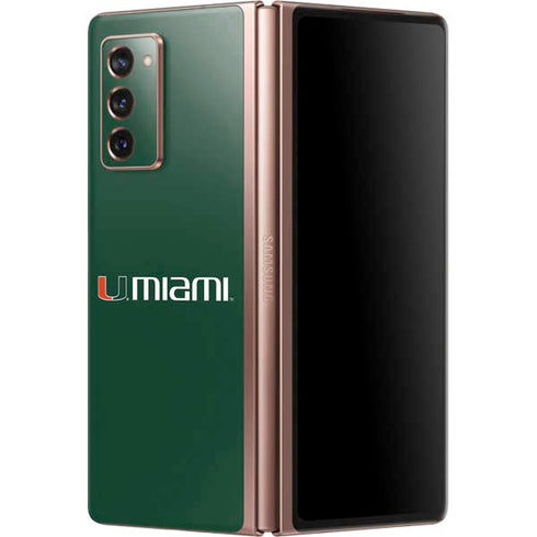 University of Miami Horizontal Mark on Green Galaxy Z Fold2 5G Skin
