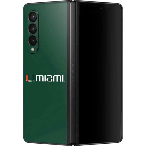 University of Miami Horizontal Mark on Green Galaxy Z Fold3 5G Skin