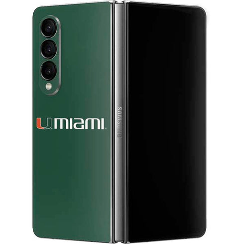 University of Miami Horizontal Mark on Green Galaxy Z Fold4 5G Skin