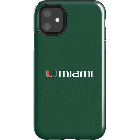 University of Miami Horizontal Mark on Green iPhone 11 Impact Case