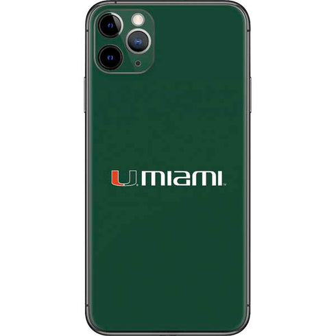 University of Miami Horizontal Mark on Green iPhone 11 Pro Max Skin
