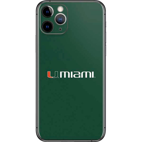 University of Miami Horizontal Mark on Green iPhone 11 Pro Skin