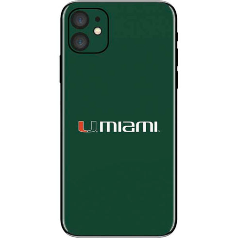 University of Miami Horizontal Mark on Green iPhone 11 Skin