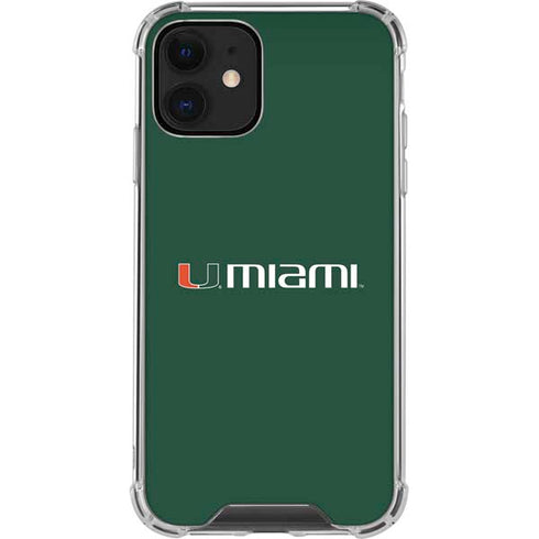 University of Miami Horizontal Mark on Green iPhone 12 Clear Case
