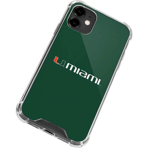 University of Miami Horizontal Mark on Green iPhone 12 Clear Case