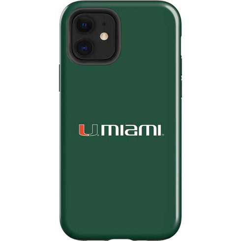 University of Miami Horizontal Mark on Green iPhone 12 Impact Case