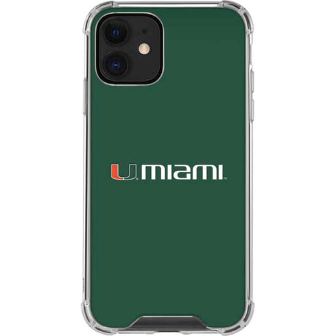 University of Miami Horizontal Mark on Green iPhone 12 Mini Clear Case
