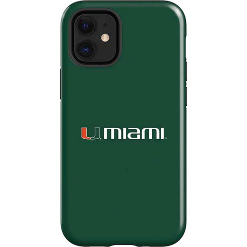 University of Miami Horizontal Mark on Green iPhone 12 Mini Impact Case
