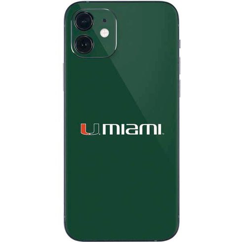 University of Miami Horizontal Mark on Green iPhone 12 Mini Skin