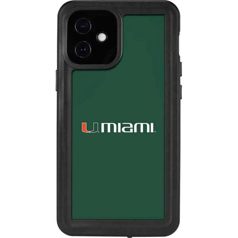 University of Miami Horizontal Mark on Green iPhone 12 Mini Waterproof Case