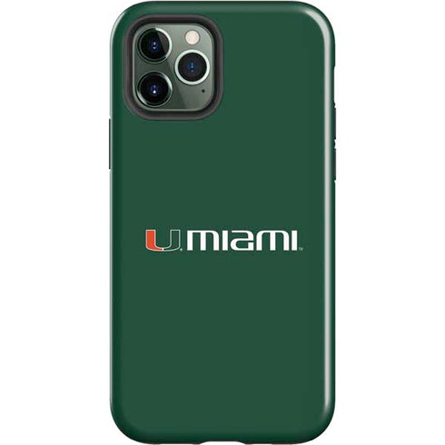 University of Miami Horizontal Mark on Green iPhone 12 Pro Impact Case