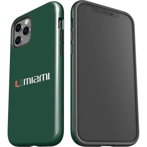 University of Miami Horizontal Mark on Green iPhone 12 Pro Impact Case