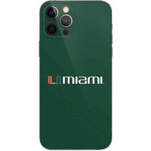 University of Miami Horizontal Mark on Green iPhone 12 Pro Skin