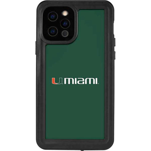 University of Miami Horizontal Mark on Green iPhone 12 Pro Waterproof Case