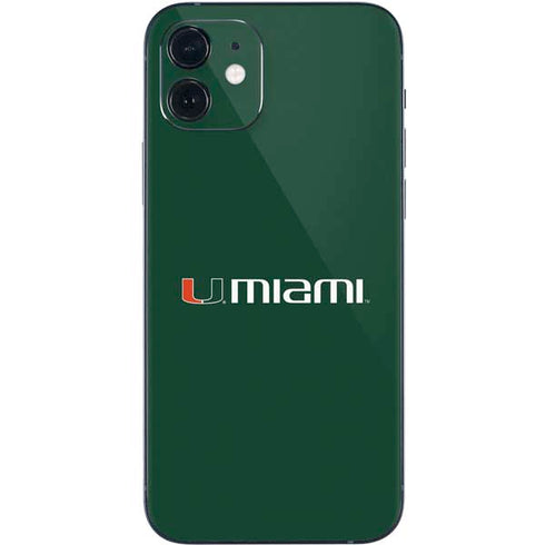 University of Miami Horizontal Mark on Green iPhone 12 Skin
