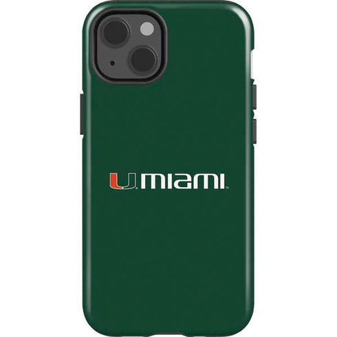 University of Miami Horizontal Mark on Green iPhone 13 Impact Case