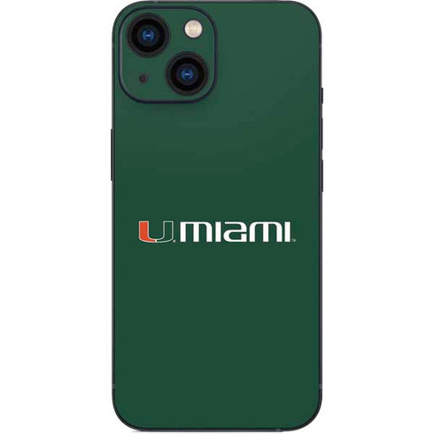 University of Miami Horizontal Mark on Green iPhone 13 Mini Skin