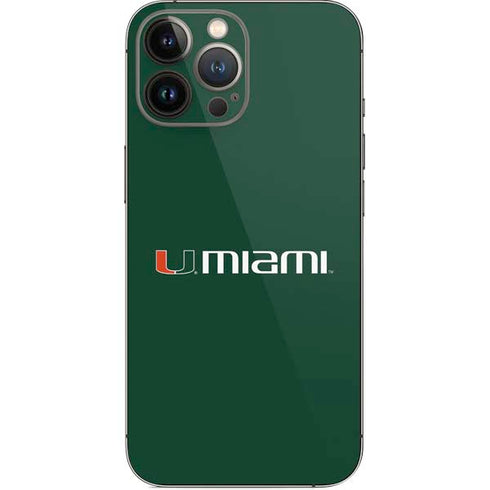 University of Miami Horizontal Mark on Green iPhone 13 Pro Max Skin