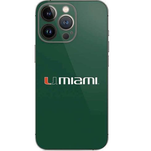 University of Miami Horizontal Mark on Green iPhone 13 Pro Skin
