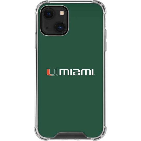 University of Miami Horizontal Mark on Green iPhone 14 Clear Case