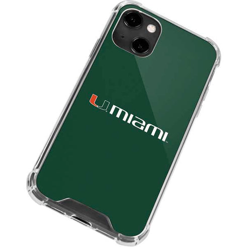 University of Miami Horizontal Mark on Green iPhone 14 Clear Case