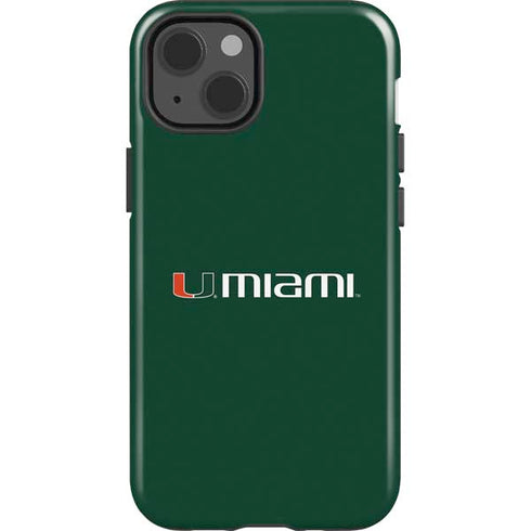 University of Miami Horizontal Mark on Green iPhone 15 Impact Case