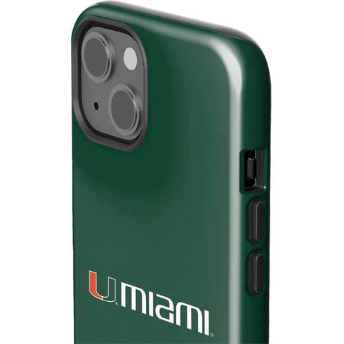 University of Miami Horizontal Mark on Green iPhone 15 Impact Case