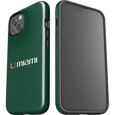 University of Miami Horizontal Mark on Green iPhone 15 Impact Case