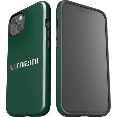 University of Miami Horizontal Mark on Green iPhone 14 Plus Impact Case