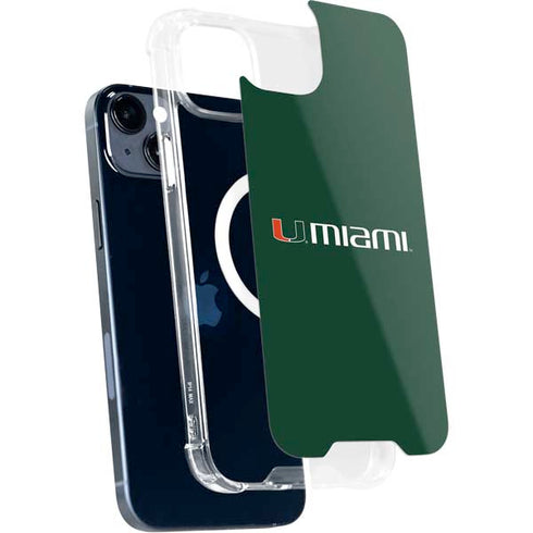 University of Miami Horizontal Mark on Green iPhone 15 Plus MagSafe Case