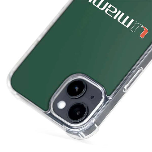 University of Miami Horizontal Mark on Green iPhone 15 Plus MagSafe Case