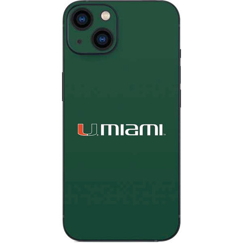 University of Miami Horizontal Mark on Green iPhone 14 Plus Skin