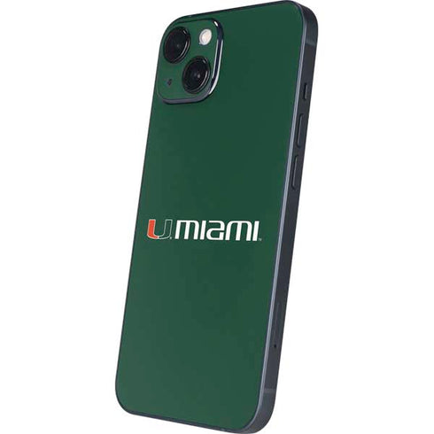 University of Miami Horizontal Mark on Green iPhone 15 Plus Skin
