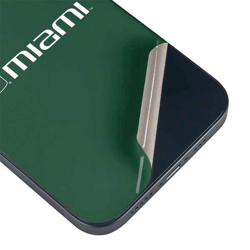 University of Miami Horizontal Mark on Green iPhone 14 Plus Skin