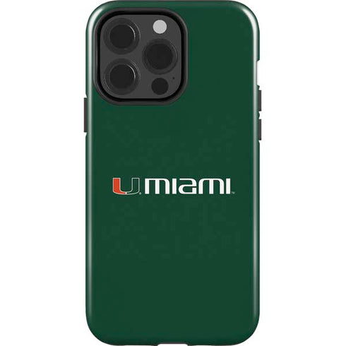University of Miami Horizontal Mark on Green iPhone 15 Pro Impact Case